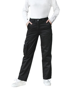Ladies's Black Cargo Combat Work Trousers , WAIST 8 , LEG 28 ,