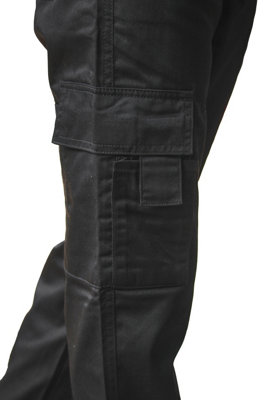 Ladies's Black Cargo Combat Work Trousers , WAIST 8 , LEG 28 ,