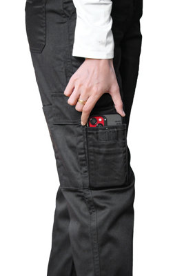 Ladies's Black Cargo Combat Work Trousers , WAIST 8 , LEG 28 ,