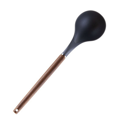 Ladle Wood Handle Acacia Wooden Heat Resistant Ladle Kitchen Black