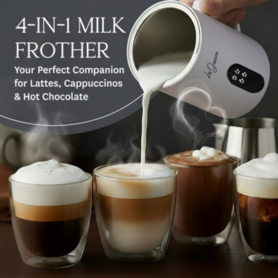 LADONNA ELECTRIC MILK FROTHER AND MILK STEAMER, WHITE - 4 FUNCTION HOT ...
