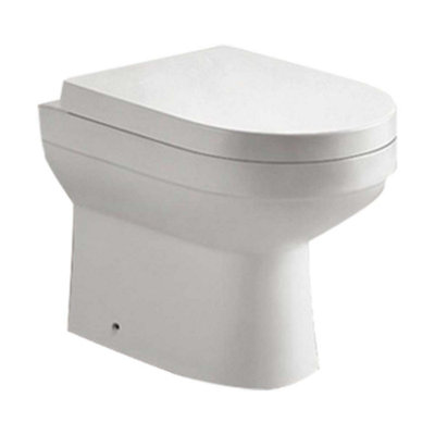 Laena White Round Back to Wall Toilet with Soft Close Seat