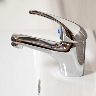 Lago Polished Chrome Round Deck-mounted Basin Mono Mixer Tap - 4