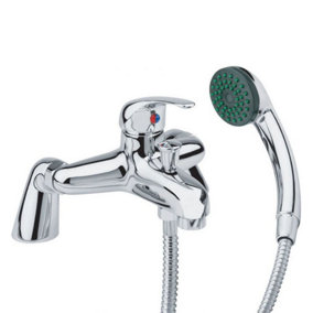 Lago Polished Chrome Round Deck-mounted Bath Shower Mixer Tap with Handset