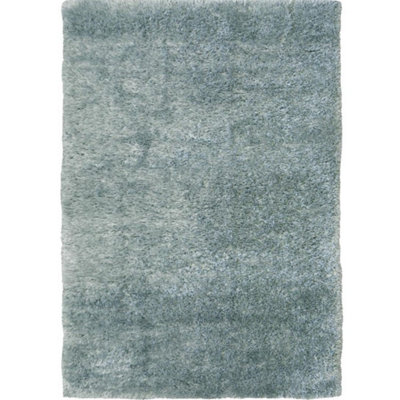 Lagom Collection Solid Design Shaggy Rug in Duck egg blue