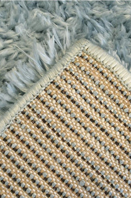 Lagom Collection Solid Design Shaggy Rug in Duck egg blue