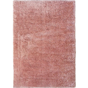 Lagom Collection Solid Design Shaggy Rug in Pink