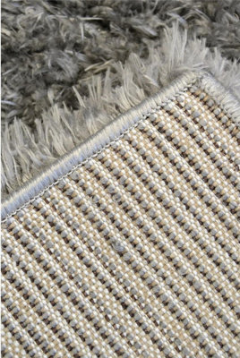 Lagom Collection Solid Design Shaggy Rugs in Grey
