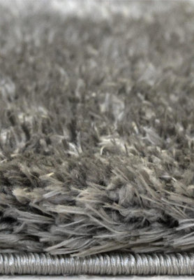 Lagom Collection Solid Design Shaggy Rugs in Grey