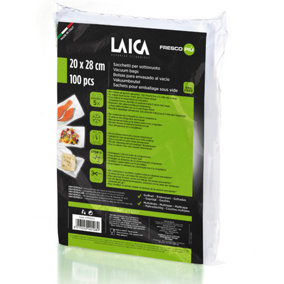 LAICA Vacuum Sealer Bags, 100 bags,20x28cm, for Food Storage, Sous Vide Cooking