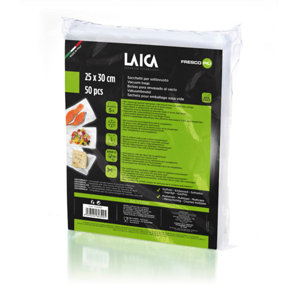 LAICA Vacuum Sealer Bags, 50 bags,25x30 cm, for Food Storage, Sous Vide Cooking