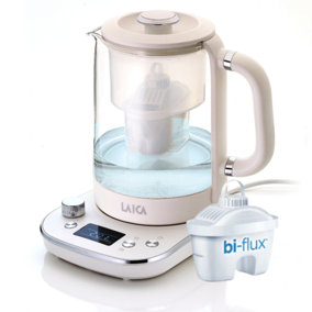 Laica Water Filter Kettle, 1L, 7 Temp Settings with Warm Function, White