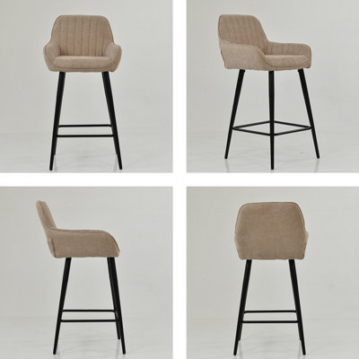 Lakeland Furniture Hamilton Fawn Brown Black Fixed Leg Base Bar Stool