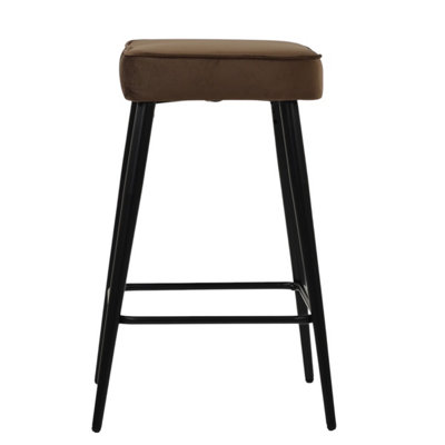 Lakeland Furniture Swan Mocha Brown Velvet Black Fixed Base Bar Stool