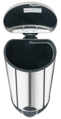 Lamboro Curva 30 Litre Stainless Steel Pedal Bin. Pull Out Container Inside, Soft Closing, Swift Pedal And 3-Year Warranty