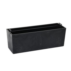 Lamela™ Begonia Window Box Black Concrete Stone Effect Resin Planter With Removable Liner L56.1 W19 H19.5cm