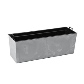 Lamela™ Begonia Window Box Light Grey Concrete Stone Effect Resin Planter With Removable Liner L56.1 W19 H19.5cm