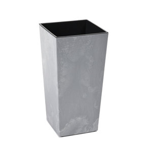 Lamela™ Finesse Light Grey Concrete Plant Pot, Stone Effect Square Tapered Resin Indoor and Outdoor Planter L30 W30 H57cm