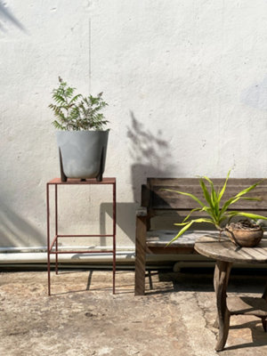 Lamela™ Frida Light Grey Concrete Plant Pot, Stone Effect Round Resin Indoor and Outdoor Planter D18 H18cm