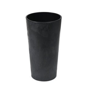 Lamela™ Lilia Black Concrete Round Vase Plant Pot, Stone Effect Resin Indoor and Outdoor Planter D30 H57.1cm