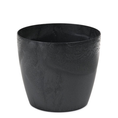 Lamela™ Magnolia Black Concrete Plant Pot, Egg Planter, Stone Effect Resin Indoor and Outdoor Planter D30 H26.4cm
