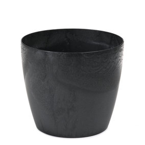 Lamela™ Magnolia Black Concrete Plant Pot, Egg Planter, Stone Effect Resin Indoor and Outdoor Planter D36 H31.6cm