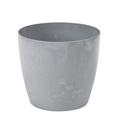 Lamela™ Magnolia Light Grey Concrete Plant Pot, Egg Planter, Stone Effect Resin Indoor and Outdoor Planter D18 H15.9cm
