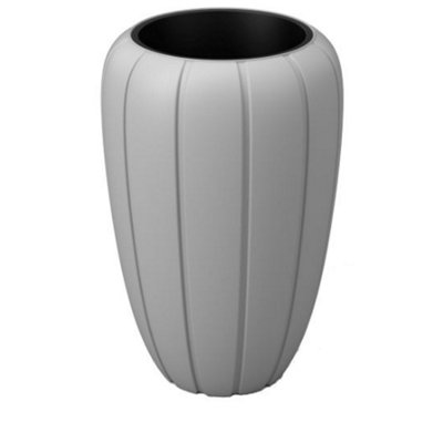 Lamela™ Ribbed Gaja Medium Planter Grey Vase With Removable Liner D40 H60cm