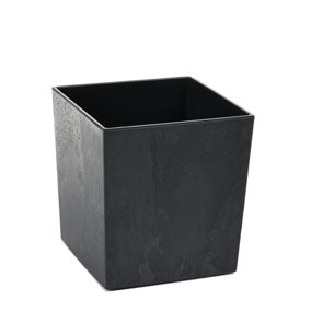 Lamela™ Yukka Black Concrete Square Plant Pot, Stone Effect Resin Indoor and Outdoor Planter L25 W25 H25.6cm