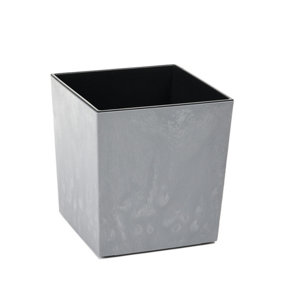 Lamela™ Yukka Light Grey Concrete Square Plant Pot, Stone Effect Resin Indoor and Outdoor Planter L40 W40 H41cm