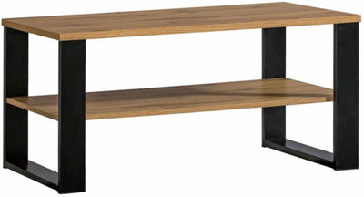 Lamelo LA9 Coffee Table - Stylish and Practical, H490mm W1000mm D560mm in Oak Wotan & Black Matt