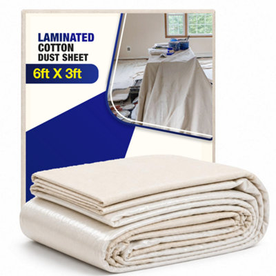 Laminated Cotton Dust sheet for painting and Decorating(L)1.8m, (W)0.9m