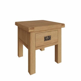 Lamp Table with Drawer - Pine/Plywood/MDF - L50 x W50 x H55 cm - Medium Oak