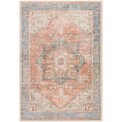 LANA Machine Washable Traditionnal Boho Brown/Tan/Ivory Area Rug 60 x 90 cm
