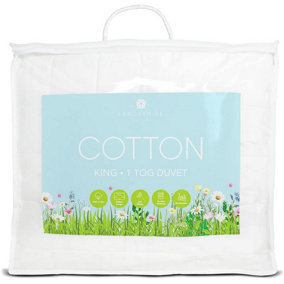 Lancashire Textiles 1tog Cotton King Duvet Anti-Allergic Lightweight Blanket for Deep and Comfortable Sleep- 225 X 220cm