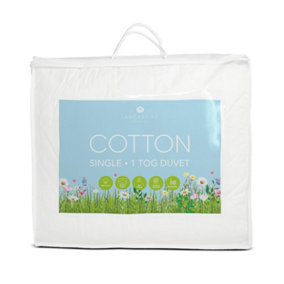Lancashire Textiles 1tog Cotton Single Duvet Anti-Allergic Lightweight Blanket for Deep and Comfortable Sleep- 135 X 200cm