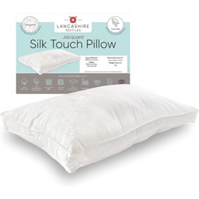 Lancashire Textiles 300 Thread Count Jacquard Cotton and Silk Blend Filling Box Pillow for Medium Support - Pillow Pair