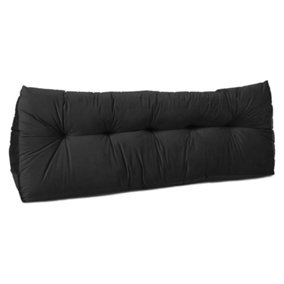 Lancashire Textiles Luxury Velvet Double Bed Triangular Wedge Bedroom Headboard Black Cushion 20 x 50 x 135cm