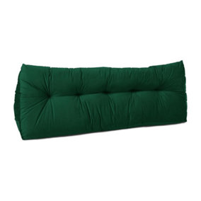 Lancashire Textiles Luxury Velvet Double Bed Triangular Wedge Bedroom Headboard Forest Green Cushion 20 x 50 x 135cm