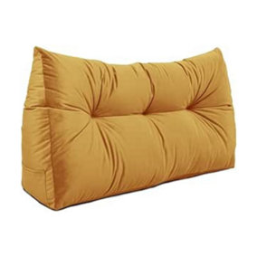 Lancashire Textiles Luxury Velvet Double Bed Triangular Wedge Bedroom Headboard Mustard Cushion 20 x 50 x 135cm
