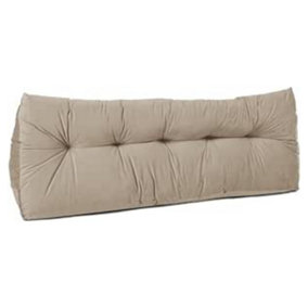 Lancashire Textiles Luxury Velvet Single Bed Triangular Wedge Bedroom Headboard Beige Cushion 20 x 50 x 90cm
