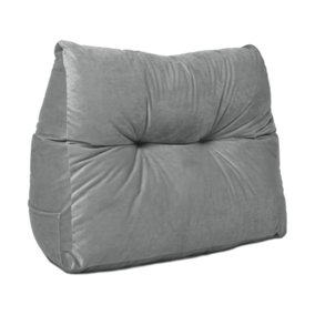 Lancashire Textiles Luxury Velvet Triangular Wedge Bedroom Armchair Grey Cushion 20 x 50 x 60cm