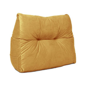 Lancashire Textiles Luxury Velvet Triangular Wedge Bedroom Armchair Mustard Cushion 20 x 50 x 60cm