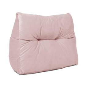Lancashire Textiles Luxury Velvet Triangular Wedge Bedroom Armchair Pink Cushion 20 x 50 x 60cm