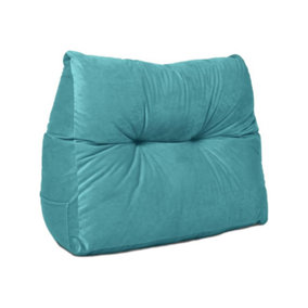 Lancashire Textiles Luxury Velvet Triangular Wedge Bedroom Armchair Turquoise Cushion 20 x 50 x 60cm