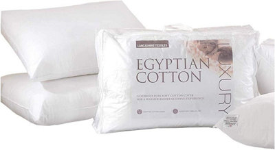 Lancashire Textiles Simply Cotton Pillow Pair Superbounce Hollowfibre filling and 100% Cotton Casing Hypoallergenic Comfort