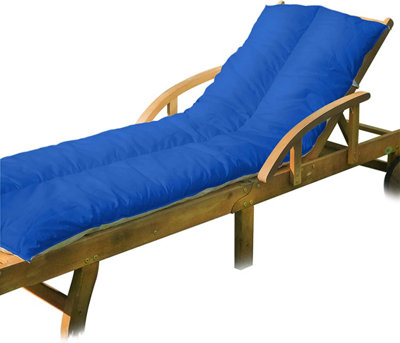 Lancashire Textiles Sun Lounger Topper Cushion with Elasticated Straps and Hollowfibre Filling Royal Blue