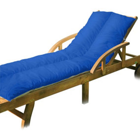 Lancashire Textiles Sun Lounger Topper Cushion with Elasticated Straps and Hollowfibre Filling - Royal Blue
