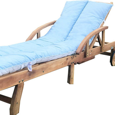 Lancashire Textiles Sun Lounger Topper Cushion with Elasticated Straps and Hollowfibre Filling - Sky Blue