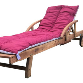 Lancashire Textiles Sun Lounger Topper Cushion with Elasticated Straps and Hollowfibre Filling - Wine